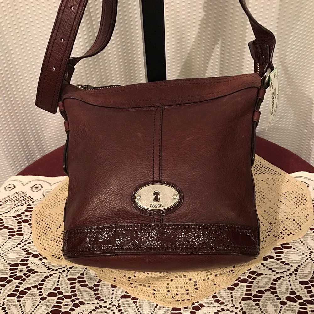 Fossil - Burgundy Leather Cross Body Bucket Bag